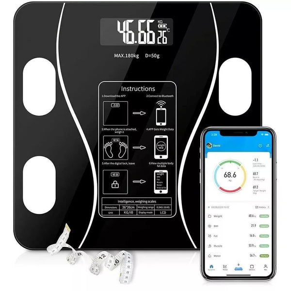 Bluetooth-Körperwaage 180 kg | Smart-App-Analyse 13 Metriken